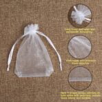 Hopttreely 100PCS Premium Sheer Organza Bags, White Wedding Favor Bags, 4x4.72 Jewelry Gift Bags for Party, Jewelry, Christmas, Festival, Bathroom Soaps, Makeup Organza, Wrapping Supplie - Image 3