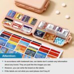 3 Pack 14 Grids Travel Pill Organizer Box with 415-Pcs Medicine Name Labels - Pocket Daily Pharmacy Case Container Kit - Travel Medication Holder Dispenser for Fish Oil Vitamin Supplement Storage - Image 5