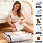 Clear Under Bed Storage Containers - 4 Pack Large Capacity Clothes Storage Bags with Lid & Sturdy Handles, Foldable Moving Bags, Clothing Organizer Totes for Bedding, Comforter, Sheet(60 L) - Image 6