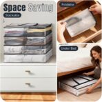 Clear Under Bed Storage Containers - 4 Pack Large Capacity Clothes Storage Bags with Lid & Sturdy Handles, Foldable Moving Bags, Clothing Organizer Totes for Bedding, Comforter, Sheet(60 L) - Image 8