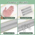 PATIKIL 2 Pack Mesh Zipper Pouch, 12.4x9.3 Transparent File Bag Pouch Multi-Layer A4 Size Document Bag Organizer with Handle and Support Rod for Office Home Educational, Beige - Image 4