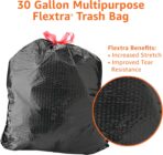 Amazon Basics Flextra Multipurpose Drawstring Trash Bags, 30 Gallon, 50 Count - Image 5