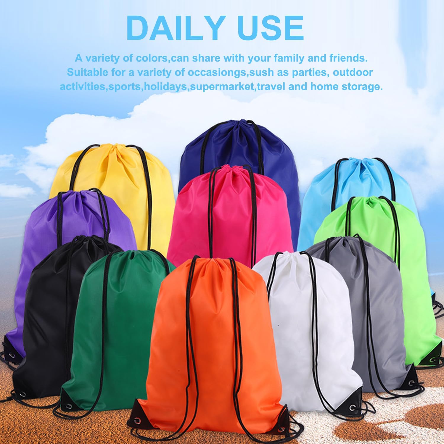 120PCS Drawstring Backpack,Drawstring Bags,Sport Bag Bulk Gym Cinch Bag Sack for Women Men Outdoor Sports,12 Colors (120PCS) - Image 4