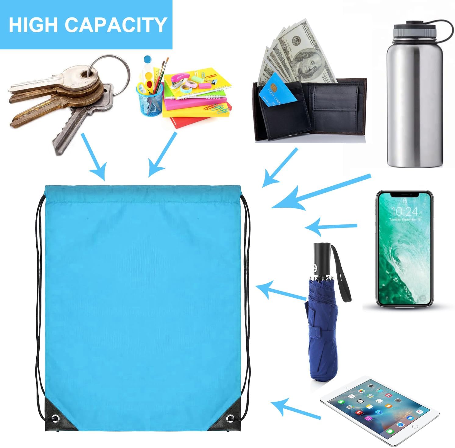 120PCS Drawstring Backpack,Drawstring Bags,Sport Bag Bulk Gym Cinch Bag Sack for Women Men Outdoor Sports,12 Colors (120PCS) - Image 5