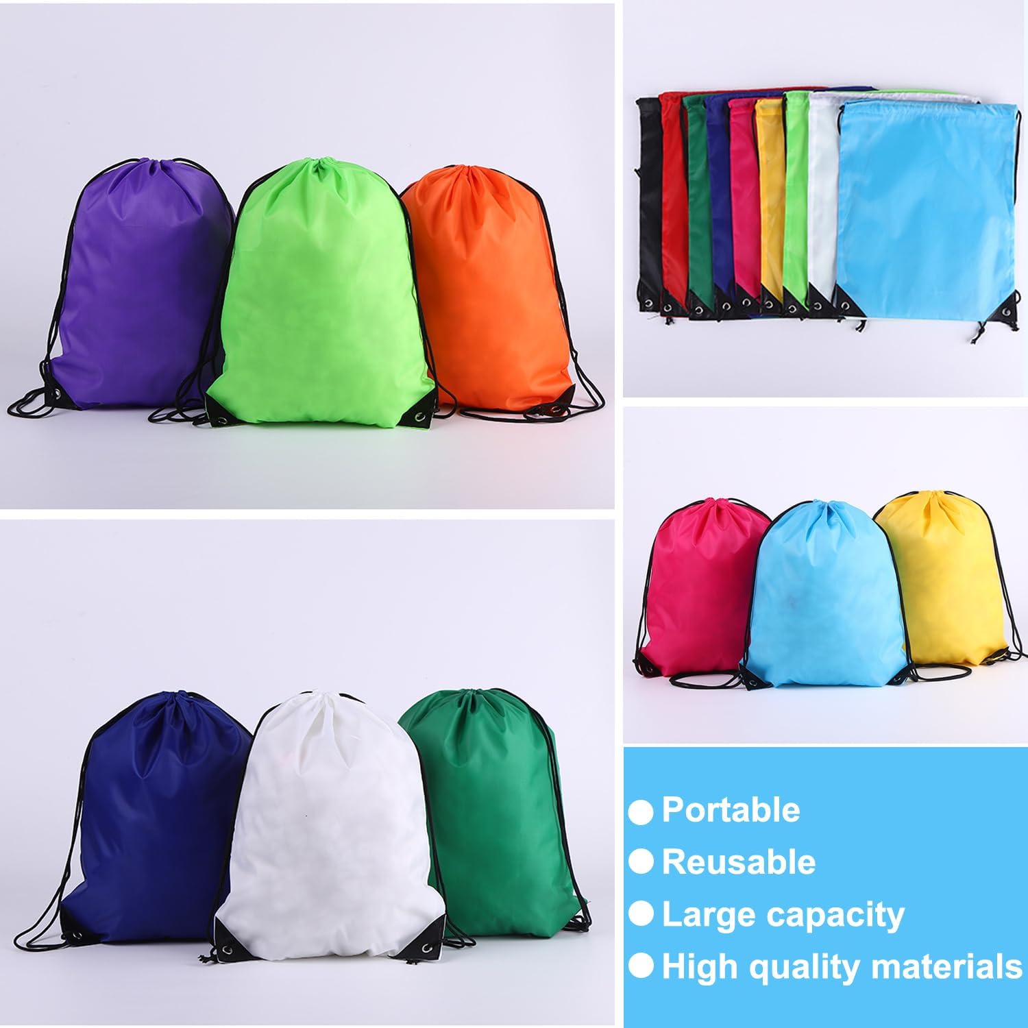 120PCS Drawstring Backpack,Drawstring Bags,Sport Bag Bulk Gym Cinch Bag Sack for Women Men Outdoor Sports,12 Colors (120PCS) - Image 7
