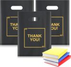 100 Pack Die Cut Plastic Shopping Bags with Thank You Logo 9x11.5 Merchandise Extra Thick Glossy Bags with Handles for Retail, Boutique, Merchandise, Gifts, Trade Shows - Image 7