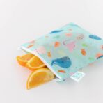 Bumkins Reusable Sandwich and Snack Bags, for Kids School Lunch and for Adults Portion, Washable Fabric, Waterproof Cloth Zip Bag, Travel Pouch, Food-Safe Storage, Large 2-pk Blue Ocean Life - Image 3