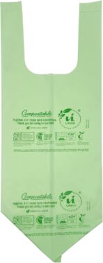 UNNI Compostable T-Shirt Bags with Tie Handles, 1.6 Gallon / 6 Liter, 50 Count, 0.64 mil Small Kitchen Caddy Liners, Certified by BPI, CMA & OK compost HOME, Meets ASTM D6400 - Image 4
