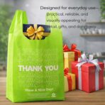 YoYoRain 100 Pack “Thank You” T-Shirt Bags – Green Plastic Shopping Bags with Handles, for Retail, Grocery, Supermarket, Takeout - Image 7