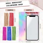 woric 150PCS Iridescent Cellophane Treat Bags with Ties 5x7 Inch Plastic Clear Party Favor Bags Easter Gift Bag for Candies Cookies Baby Showers Weddings Birthday Party Gifts - Image 3