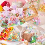 woric 150PCS Iridescent Cellophane Treat Bags with Ties 5x7 Inch Plastic Clear Party Favor Bags Easter Gift Bag for Candies Cookies Baby Showers Weddings Birthday Party Gifts - Image 6