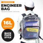 Engineer Bag -15.7 Inches Transparent Cleanroom Tool Backpack Simple Style (16 Liters) - Image 4