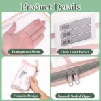 PATIKIL 2 Pack Mesh Zipper Pouch, 12.2x9.3 Transparent File Bag Pouch Multi-Layer A4 Size Document Bag Organizer with Strap for Office Home Educational, Pink - Image 4