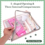 PATIKIL 2 Pack Mesh Zipper Pouch, 12.2x9.3 Transparent File Bag Pouch Multi-Layer A4 Size Document Bag Organizer with Strap for Office Home Educational, Pink - Image 5