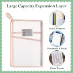 PATIKIL 2 Pack Mesh Zipper Pouch, 12.2x9.3 Transparent File Bag Pouch Multi-Layer A4 Size Document Bag Organizer with Strap for Office Home Educational, Pink - Image 6