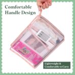 PATIKIL 2 Pack Mesh Zipper Pouch, 12.2x9.3 Transparent File Bag Pouch Multi-Layer A4 Size Document Bag Organizer with Strap for Office Home Educational, Pink - Image 7