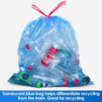 13 Gallon Recycling Trash Bags, Unscented 200 Count Drawstring Tall Kitchen Garbage Bags, Pre-Separated, Ultra Strong, Leakproof, Sturdy, Translucent Blue - Image 6