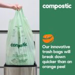 Compostic Home Compostable Trash Bags, 13 Gallon Tall Kitchen Rubbish Bags, Extra Strong & Quickly Breaks Down, 100 Count - Image 6