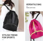 Drawstring Backpack Gym Bag with Shoes Compartment for Soccer, Basketball, Swim, Water-Resistant String Backpack Beach Cinch for Women Men - Image 8