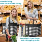 WOWBOX Reusable Grocery Bags,4-Pack, Foldable Reusable Shopping Tote Bags bulk with Reinforced Handles,Large Storage Bags with Water Resistant Coating for Groceries,Multipurpose,Black-White - Image 3