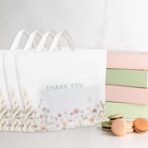 Purple Q Crafts Thank You Bags for Business and Stores 50 Pack 15" W x 12" H Floral Plastic Shopping Bags With Soft Loop Handle - Image 3