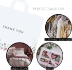 Purple Q Crafts Thank You Bags for Business and Stores 50 Pack 15" W x 12" H Floral Plastic Shopping Bags With Soft Loop Handle - Image 4