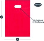 9x12 Red Die Cut Handle Plastic Shopping Bags 100/cs … - Image 3