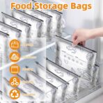 （30PCS,3 Size）2026 New Resealable Vacuum Zipper Pouches for Food,Reusable Aluminum Foil Sealable Storage Bags,aluminum freezer bagsFoil Sealable Bags with Label and Zip Lock for Vegetable Fruit Meat - Image 3