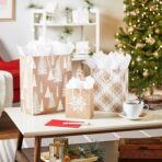 Hallmark Assorted Christmas Gift Bags, Recyclable Kraft Brown with Snowflake, Plaid and Trees (8 Bags: 3 Small 6", 3 Medium 9", 2 Large 13") for Holiday Parties, Hanukkah, Winter Weddings - Image 3