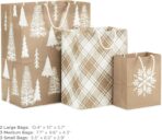 Hallmark Assorted Christmas Gift Bags, Recyclable Kraft Brown with Snowflake, Plaid and Trees (8 Bags: 3 Small 6", 3 Medium 9", 2 Large 13") for Holiday Parties, Hanukkah, Winter Weddings - Image 4