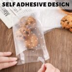 100PACK Self Sealing Cellophane Bags Clear Cookie Treat Bags Thank You for Gift Giving Candy with Stickers(White Polka Dot, 4x4 INCH) - Image 5