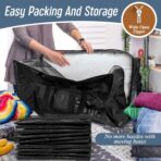 6 Pack Extra Heavy Duty Large Moving Bags with Strong Zipper & Comfortable Handles, Sturdy & Durable Clothes Storage Bags Totes Bins, Packing Moving Boxes for College Supplies, Black - Image 6