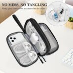 FYY Travel Cable Organizer Pouch Electronic Accessories Carry Case Portable Waterproof Double Layers All-in-One Storage Bag for Cord, Charger, Phone, Earphone Black - Image 6