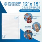 Spartan Industrial - 12" X 15" (100 Count) 2 Mil Clear Reclosable Zip Plastic Poly Bags with Resealable Lock Seal Zipper - Image 3