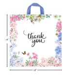 Purple Q Crafts Floral Thank You Plastic Bags 50 Pack 18" x 18" With Soft Loop Handle Thank You Shopping Bags - Image 5
