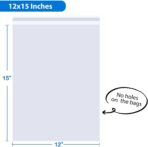 PigPotParty 12" x 15" Clear Plastic T-Shirt Bags with Clothing Size Stickers, 100 Pcs Cellophane Shirt Sleeves Packaging Bags for Small Business, Thick, Self-adhesive & Resealable - Image 9