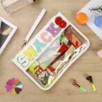 Clear Snack Bag for Travel, Chenille Letter Clear Zipper Snacks Pouch Nylon Cosmetic Bag Makeup Travel Bag for Women - Image 3