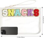 Clear Snack Bag for Travel, Chenille Letter Clear Zipper Snacks Pouch Nylon Cosmetic Bag Makeup Travel Bag for Women - Image 4