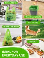 100 Count 100% Biodegradable Thank You Bags – Compostable, Recyclable, Eco-Friendly Grocery T-Shirt, 11.5" x 6.25" x 21", 16 Mic - Image 8