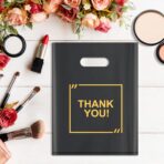 50 Pack Die Cut Plastic Shopping Bags with Thank You Logo 9x12 Merchandise Bags Extra Thick Glossy and Shopping Bags for Retail,Boutique Bags with Handles for Merchandise, Gifts, Trade Shows - Image 6