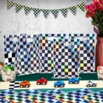 FunnyPars 50 Pcs Iridescent Checkered Race Car Party Favor Bags, Plastic Black and Iridescent Car Goodie Treat Bags, Racecar Laser Plaid Gift Bags for Kids Fast Race Car Birthday Party Decorations - Image 6