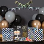 FunnyPars 50 Pcs Iridescent Checkered Race Car Party Favor Bags, Plastic Black and Iridescent Car Goodie Treat Bags, Racecar Laser Plaid Gift Bags for Kids Fast Race Car Birthday Party Decorations - Image 7