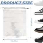 50 Pcs Shoe Bags for Travel,Large Transparent Travel Shoe Bags for Packing,Clear Plastic Drawstring Bags Shoe Dust Bags,Portable Shoes Organizers Pouch with Rope for Men and Women - Image 3