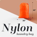 Nylon Laundry Bag - Locking Drawstring Closure and Machine Washable. These Bags will Fit a Laundry Basket or Hamper and Strong Enough to Carry up to Three Loads of Clothes. (Orange) - Image 3
