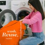 Nylon Laundry Bag - Locking Drawstring Closure and Machine Washable. These Bags will Fit a Laundry Basket or Hamper and Strong Enough to Carry up to Three Loads of Clothes. (Orange) - Image 6