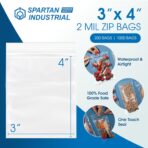 Spartan Industrial - 3” X 4” (1000 Count) 2 Mil Clear Reclosable Zip Plastic Poly Bags with Resealable Lock Seal Zipper - Image 3