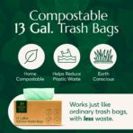 Cleanomic Compostable* Trash Bags with Drawstring (13 Gallon, 25 Units, Tall), BPI Certified For Kitchen Compost - Image 3
