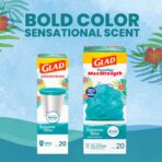 Glad Small Trash Bags 4 Gallon, Febreze Bahama Bliss Garbage Bags, Odor Resistant with Drawstring, 80 Count - Image 8