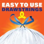 Hefty Strong White 13 Gallon Trash Bags with Drawstrings, Unscented Tall Kitchen Trash Bags, Resists Leaks, Punctures, and Tears, Durable Closure, 120 Ct. - Image 6