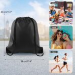 KUUQA 2 Pcs Drawstring Backpack Bags Sports Cinch Sack String Backpack Storage Bags for School Gym Traveling (Black) - Image 3